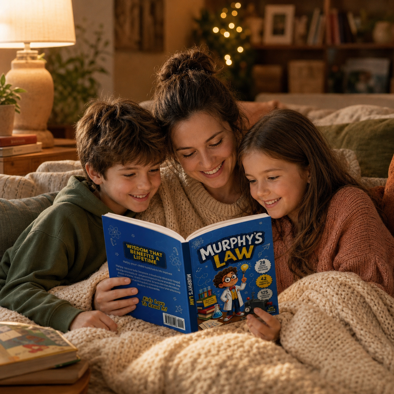 Family reading The Essential Life Skills For Children together