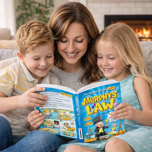 Parent reading Murphy's Law Life Principles for Children with kids